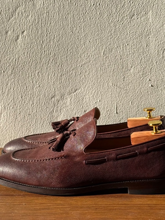 Brunello Cucinelli Tassel Loafers Brown Grained Leather EU 46 Unworn Made in Ita main image 5